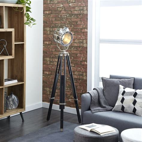 17 Stories Miky Black Wood Spotlight Floor Lamp 29" x 29" x 71 ...