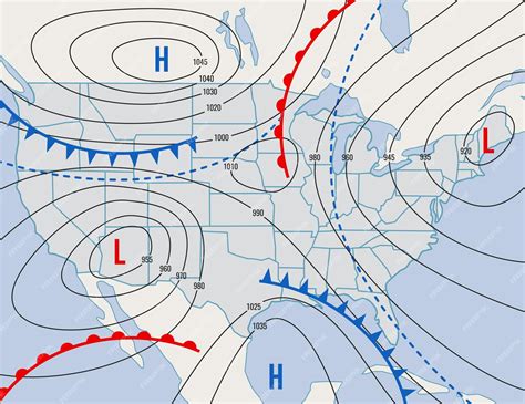 Premium Vector | Forecast weather isobar map usa state meteorology