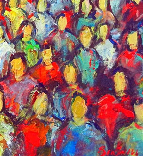 Abstract Modern Art Colorful Large Pop Art Original Painting Anonymity Faces in the Crowd 36x30 ...