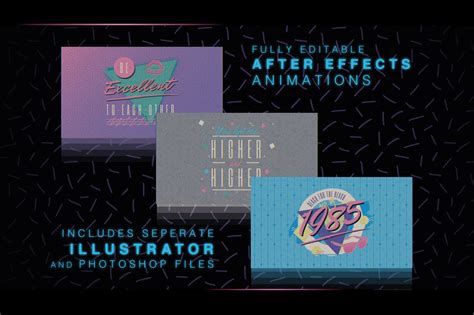 Retro 80s Logo Animation Templates for Adobe After Effects