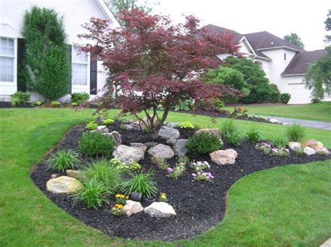 54 Beautiful Front Yard Rock Garden Ideas | Large yard landscaping, Front yard landscaping ...