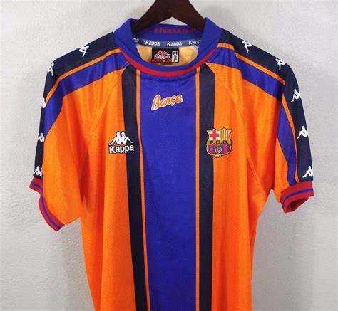 Vintage FC Barcelona Soccer Jersey MEDIUM Kappa Orange FCB Barca Spain Retro | #1793321626