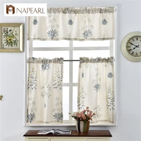 Napearl Short Kitchen Curtains Shade Window Treatments Modern Door Jacquard Thick Cafe Curtain ...