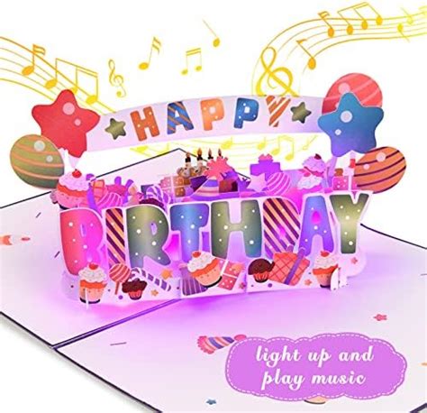 3D Shade Altering Mild Music Birthday Playing cards, Pop Up Vibrant LED ...