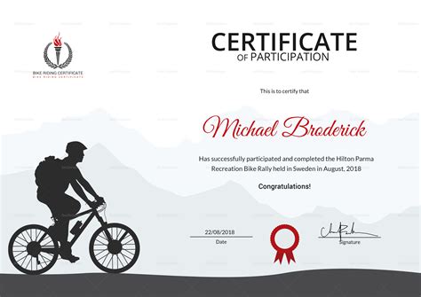 Off Road Bike Riding Participation Certificate Design Template in PSD, Word