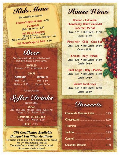 Red Rose Pizzeria menu in Springfield, Massachusetts, USA