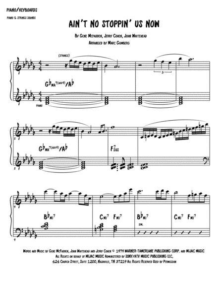 Ain't No Stoppin' Us Now By Gene McFadden, Jerry Cohen, And John Whitehead - Digital Sheet Music ...