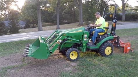 Yard Leveling. Compact Tractor Tiller and Soil Pulverizer cleanup after ...