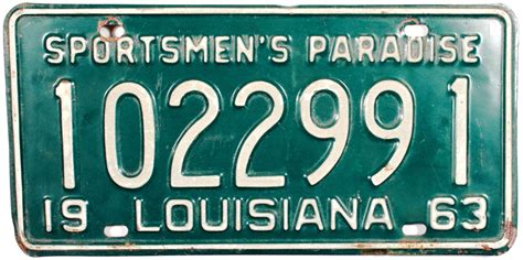 1963 Louisiana License Plate | Brandywine General Store