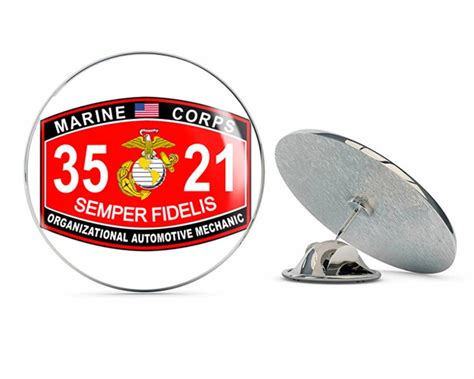 Organizational Automotive Mechanic Marine Corps MOS 3521 USMC Military Steel Metal 0.75" Lapel ...