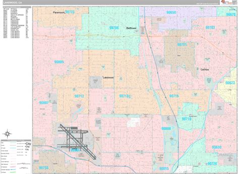 Lakewood California Wall Map (Premium Style) by MarketMAPS - MapSales