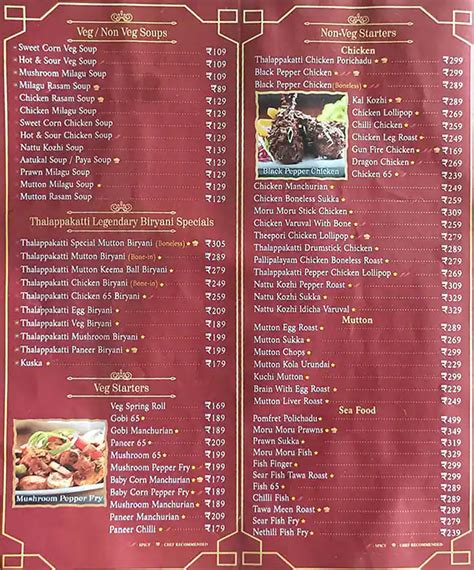 Menu at Dindigul Thalappakatti Restaurant, Chennai, 27