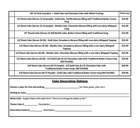 Costco Cake Order Form Printable - Printable Forms Free Online