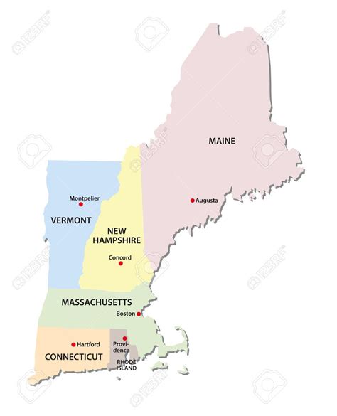 New England states map - Map of New England states (United States of America)