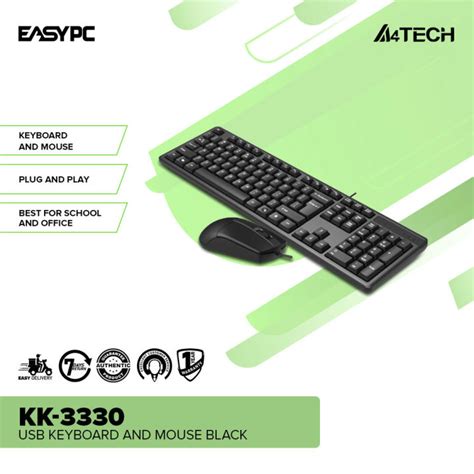 EasyPC | A4Tech kk-3330 Usb Keyboard and Mouse Black Basic Keyboards ...