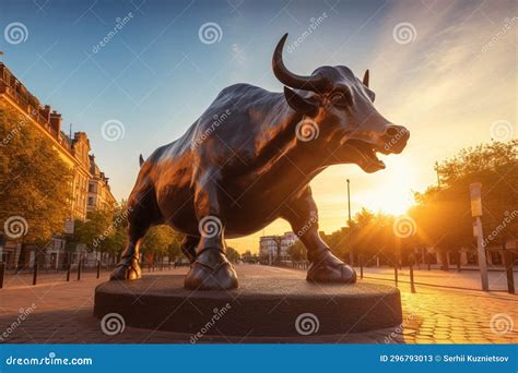 A Monument of a Bronze Bull in the Center of the Street As a Symbol of ...