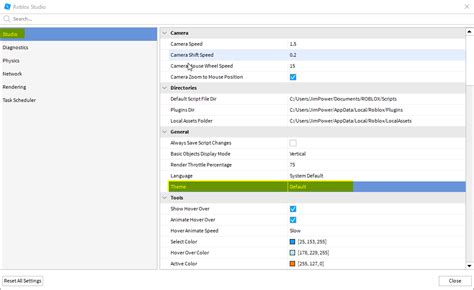 Default Colours for Roblox Studio Settings - Scripting Support - Developer Forum | Roblox