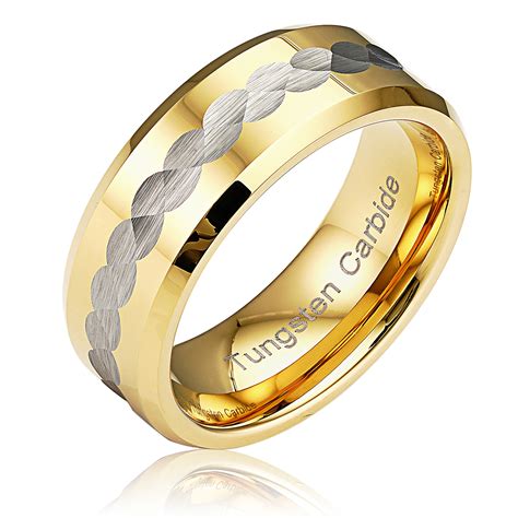 Infinity Gold Tungsten Rings for Men Wedding Bands Engagement Promise – 100S JEWELRY