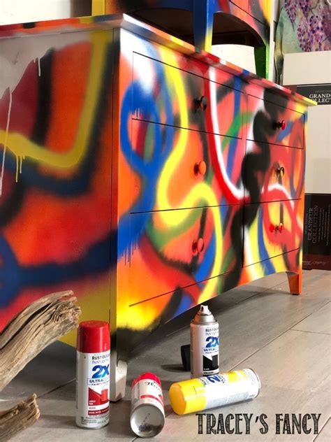 Graffiti dresser painted outside my comfort zone - Tracey's Fancy in 2020 | Spray paint ...