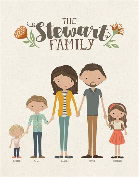 Custom Illustrated Family Portrait Customizable by InkLaneDesign Family ...