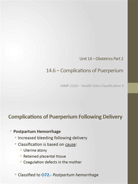 14.7 - Complications of Puerperium 2024 | PDF | Postpartum Period ...