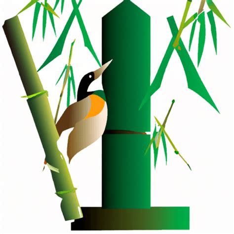 Bamboo Stalks and Bird Graphic · Creative Fabrica