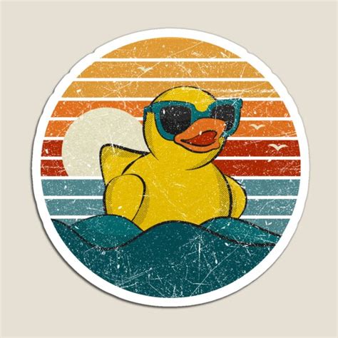 "Vintage Retro Sunset Art Of Zoo Cute Yellow Rubber Duckling Bath Toy ...