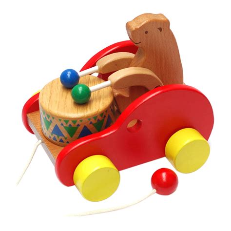 Lovely Cubs Beat Drums Car Toys Kids Baby Early Learning Creative Toys Wooden Educational Toys ...