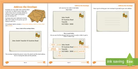 Envelope Writing Template - Literacy - F-2 (teacher made)