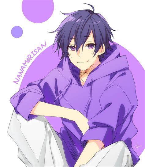 Twitter | Anime purple hair, Anime boy hair, Cute anime boy