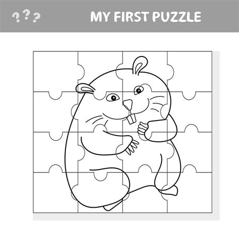 Puzzle Jigsaw Game For Kids - Animal Hamster - Worksheet Pieces Cartoon Vector 4651611 Vector ...