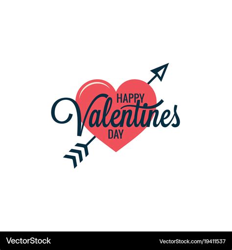 Valentines day vintage heart logo on white Vector Image