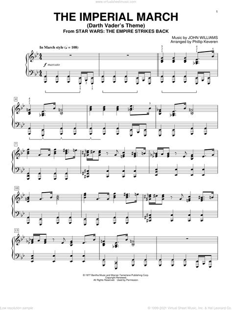 The Imperial March (Darth Vader's Theme) (arr. Phillip Keveren) sheet ...