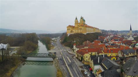 aerial view melk abbey beautiful baroque Stock Footage Video (100% ...