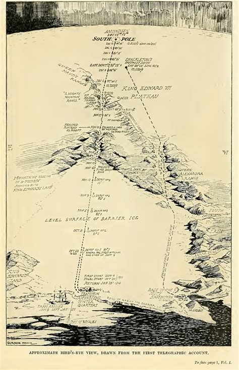 Map of Roald Amundsen's South Pole Expedition from "The South Pole: an ...