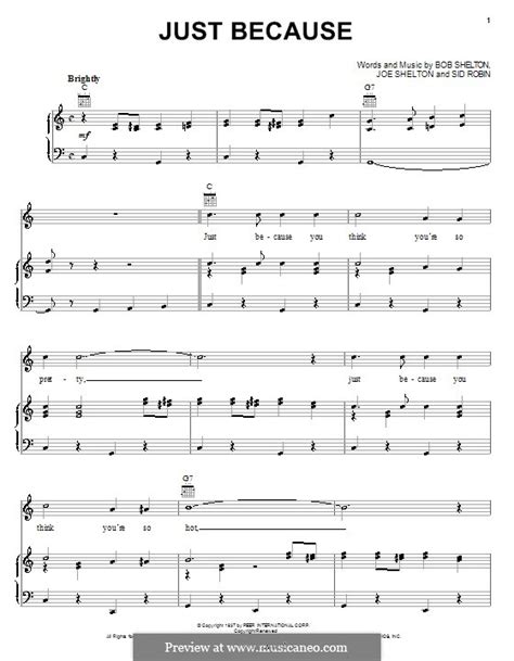 Just Because by B. Shelton, J. Shelton, S. Robin - sheet music on MusicaNeo