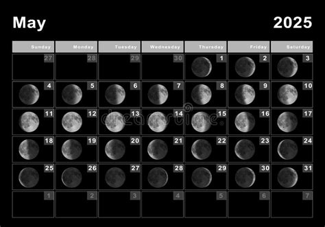 May 2025 Lunar Calendar, Moon Cycles Stock Illustration - Illustration of phases, agenda: 258915489