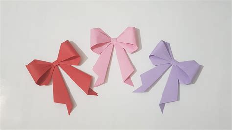 Cách gấp nơ xinh đẹp-gấp xếp giấy origami-how to make paper bow-làm đồ bằng giấy-paper craft ...