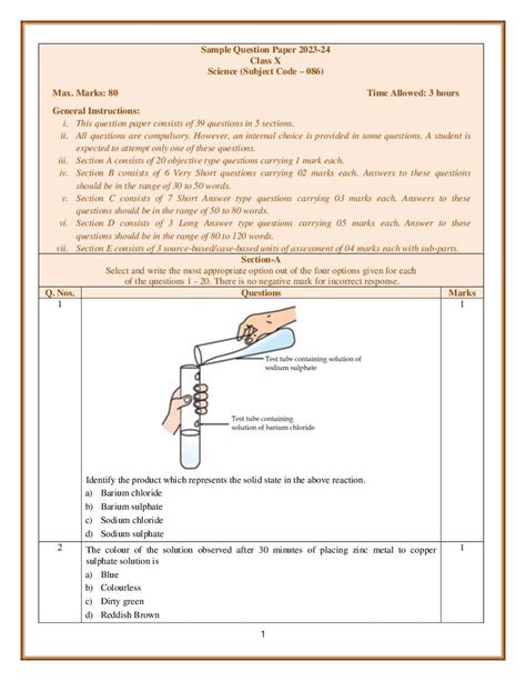 CBSE Class 10 Science Sample Paper 2024 (PDF) – With Solutions - OneEdu24