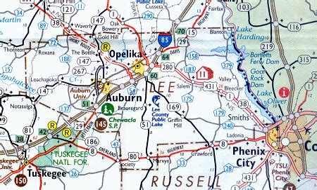 Lee County Map - Alabama - Alabama Hotels - Motels - Vacation Rentals ...