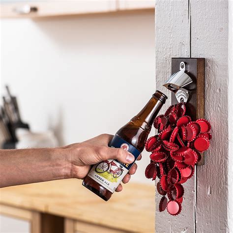 cap collector mounted magnetic beer bottle opener | Interior Design Ideas