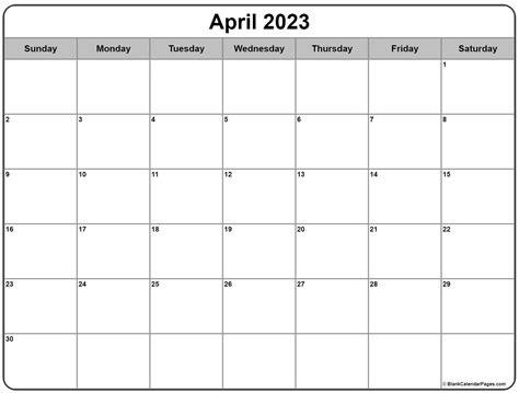 April 2023 Calendar Word Template - Printable Word Searches