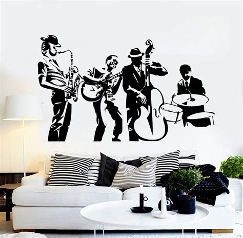 Vinyl Wall Decal Jazz Band Musical Art Music Decor Stickers Mural Uniq — Wallstickers4you