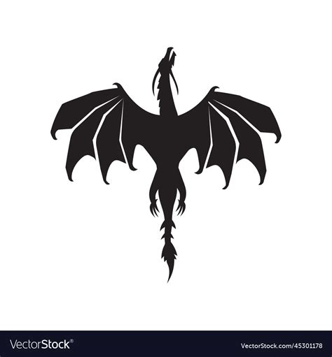 Silhouette of flying dragon Royalty Free Vector Image