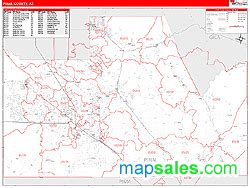 Pinal County, AZ Zip Code Wall Map Red Line Style by MarketMAPS