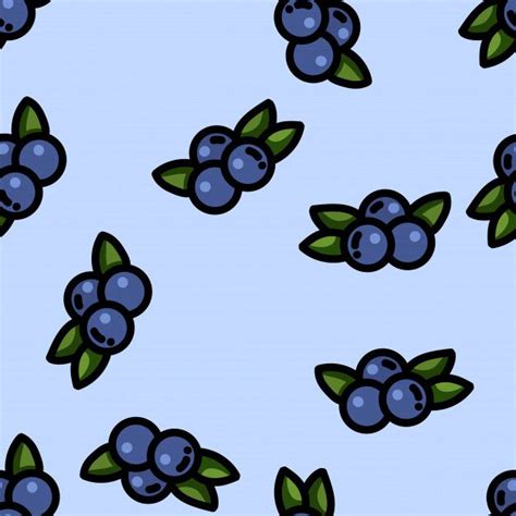 Premium Vector | Cute cartoon flat style blueberry seamless pattern | Blue drawings, Kawaii ...