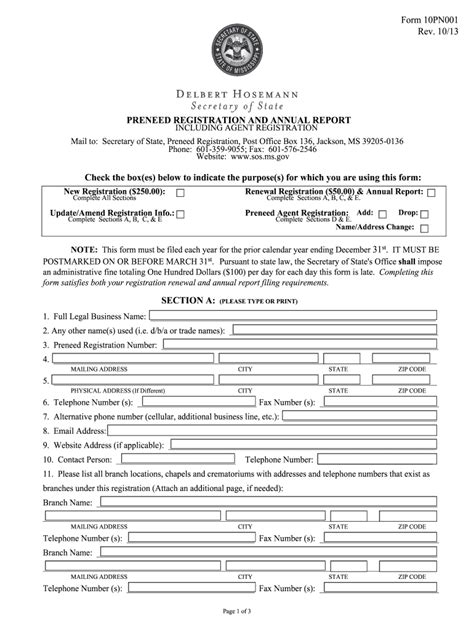 Registration Form Mississippi Secretary of State So's Ms - Fill Out and Sign Printable PDF ...