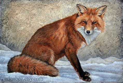 Fox in Snow signed and matted print from an original painting