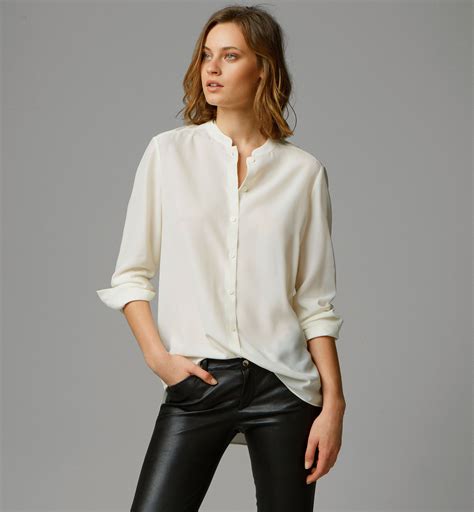 MANDARIN COLLAR SHIRT - View all - Shirts & Blouses - WOMEN - United Kingdom | Mandari collar ...