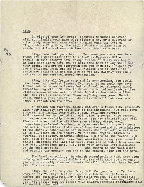 Read the letter the FBI sent MLK to try to convince him to kill himself ...